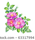 Watercolor bouquet with rose hips. 63317994