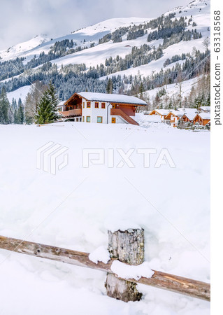 Winter snow village in Austrian Alps, Austria Winter snow village in Austrian Alps, Austria 63318568
