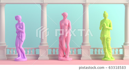 3d-illustration of interior with woman antique statues 3d-illustration of interior with woman antique statues 63318583