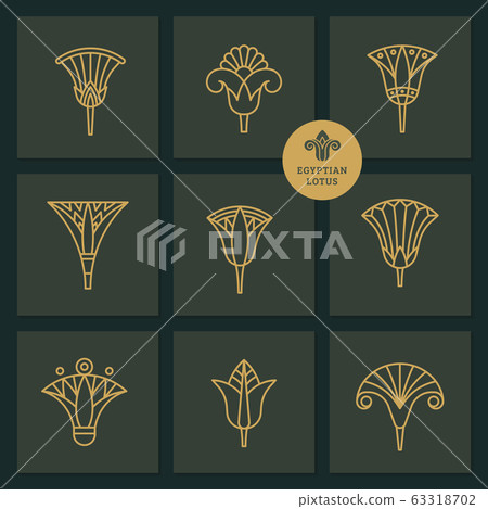 Logos in the form of an Egyptian lotus flower. 63318702
