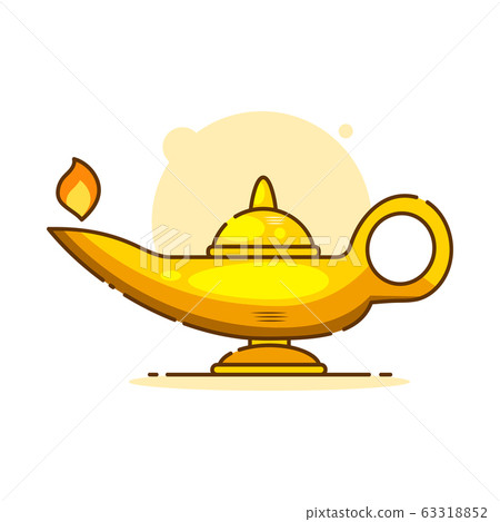 Isolated Cartoon Aladin Lamp With Cloud. Vector 63318852
