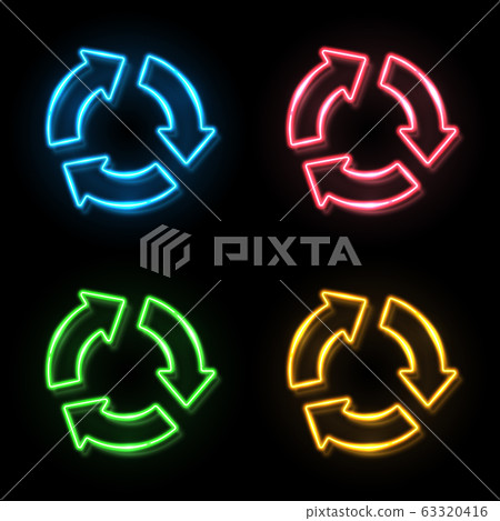 Blue red green yellow neon light color recycle... - Stock Illustration ...