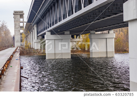 New bridge construction in Kyiv on Dnieper river 63320785
