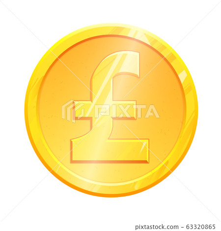 Golden pound sterling coin GBP symbol on white background. Finance investment concept. Exchange United Kingdom currency Money banking illustration. Business income earnings. Financial sign vector 63320865
