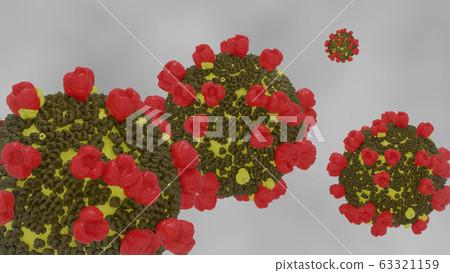 Coronavirus 2019-nCoV Wuhan. SARS-CoV-2 known as 2019-nCoV, COVID-19. Realistic medical illustration 3d render 63321159