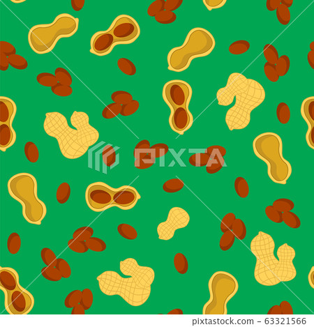 Tasty Peanut Seamless Pattern Isolated on Green Background. Nut Seeds Tasty Peanut Seamless Pattern Isolated on Green Background. Nut Seeds 63321566