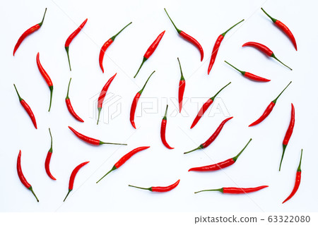 Hot chili peppers on white background Hot chili peppers on white background 63322080