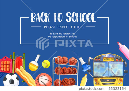 School frame design with school bus, basketball School frame design with school bus, basketball 63322164
