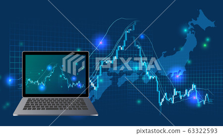 Japan soaring stock chart and laptop blue background image Japan soaring stock chart and laptop blue background image 63322593