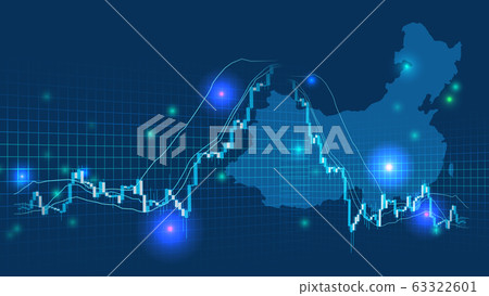 中國飆升的股票圖表和藍色背景外匯圖像 63322601