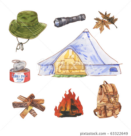Creative isolated element of camping watercolor 63322649