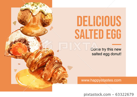 Salted egg frame design with croissant, stuffed 63322679