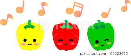 Paprika Pepper Character Character Musical Note 3 Color Vegetable 63323025