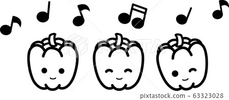 辣椒粉字符註釋音樂蔬菜黑白線條藝術 63323028