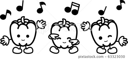 辣椒粉字符註釋音樂蔬菜黑白線條藝術 辣椒粉字符註釋音樂蔬菜黑白線條藝術 63323030