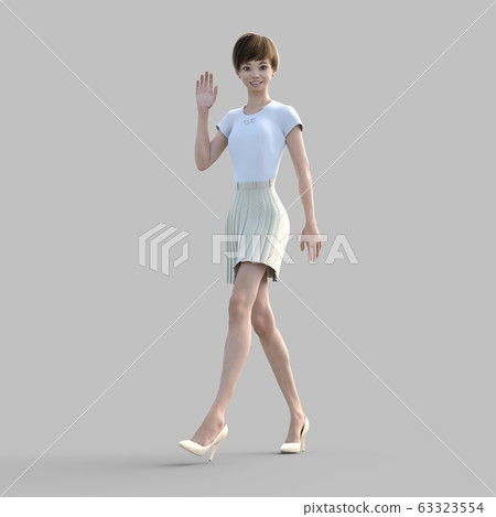休閒時尚女人擺姿勢perming3DCG插圖素材 休閒時尚女人擺姿勢perming3DCG插圖素材 63323554
