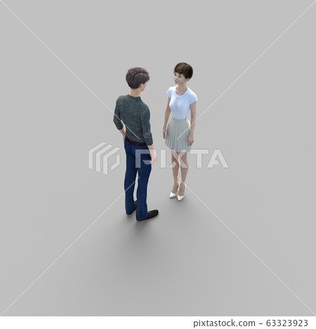面對男人和女人等距perming3DCG插圖素材 63323923