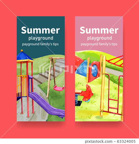 Playground flyer design with  swing, slide, jungle 63324005