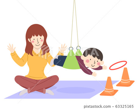 Kid Boy Vestibular Therapy Indoor Gym Illustration 63325165