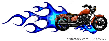 motorcycle with fire and flames vector illustration 63325377