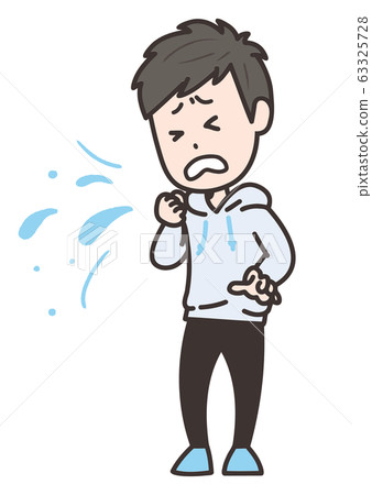 Coughing man pose illustration 63325728