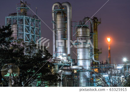 《Kanagawa Prefecture》Night view of the factory, night light of Kawasaki City 63325915