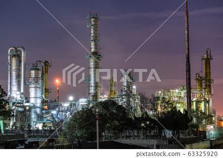 《Kanagawa Prefecture》Night view of the factory, night light of Kawasaki City 《Kanagawa Prefecture》Night view of the factory, night light of Kawasaki City 63325920