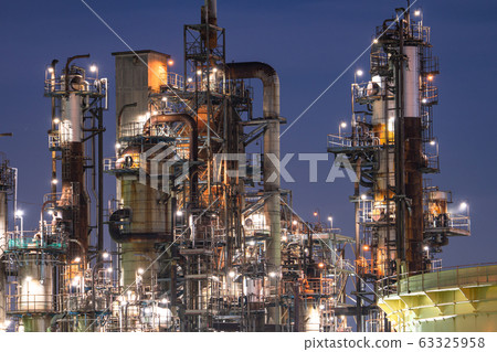 《Kanagawa Prefecture》Night view of the factory, Mizue Town, Kawasaki City 《Kanagawa Prefecture》Night view of the factory, Mizue Town, Kawasaki City 63325958
