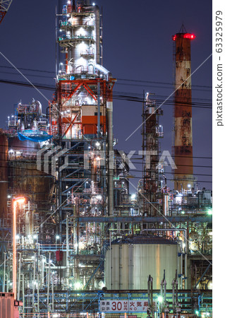 <<Kanagawa Prefecture>> Factory night view, Chidori Town, Kawasaki City <<Kanagawa Prefecture>> Factory night view, Chidori Town, Kawasaki City 63325979