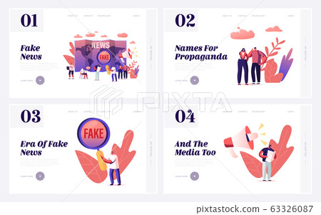 Fake News Information, Disinformation and Gossips Landing Page Template Set. People Reading Newspapers 63326087