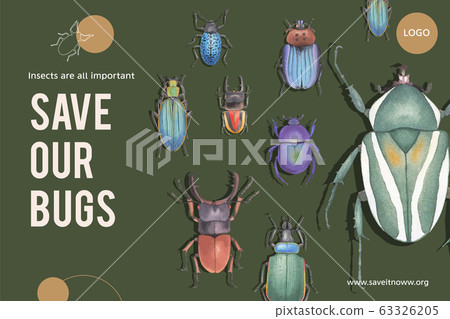 Insect and bird frame design with various bugs 63326205