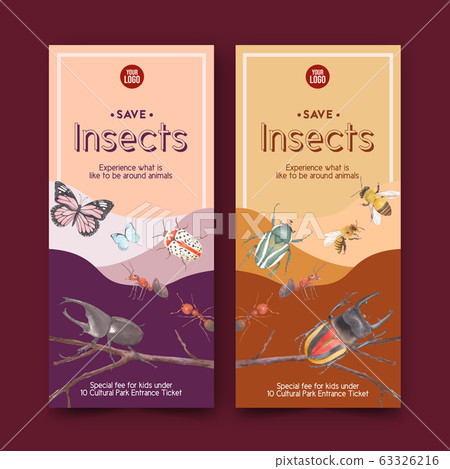 Insect and bird flyer design with butterfly, 63326216