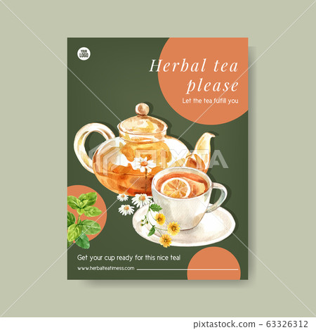 Herbal tea poster design with Teacup, Mint, Tea 63326312