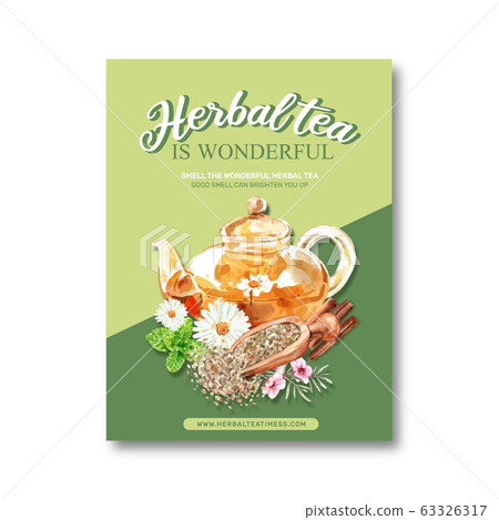 Herbal tea poster design with Lemongrass leaf, 63326317
