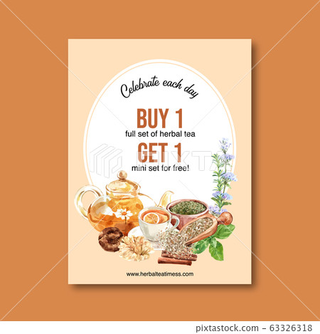 Herbal tea poster design with Dry Apricot, Tea 63326318