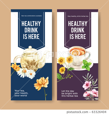 Herbal tea flyer design with peppermint, chamomile Herbal tea flyer design with peppermint, chamomile 63326404