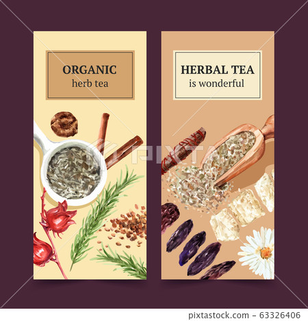 Herbal tea flyer design with cinnamon, Roselle, 63326406