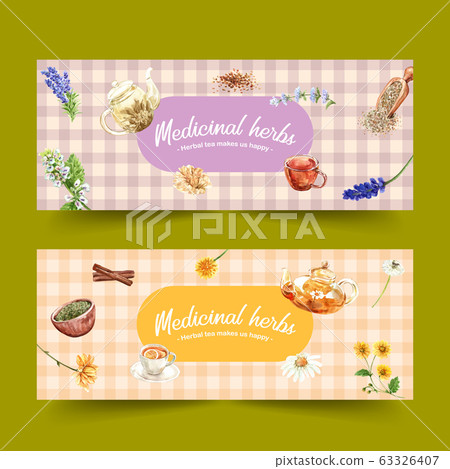 Herbal tea banner design with lavender, Herbal tea banner design with lavender, 63326407