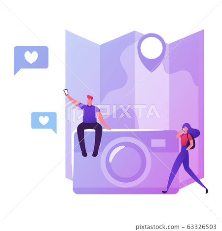 Young Man and Woman Travelers Using Smartphone Application for Booking Hotel or Reservation Airplane Tickets Online 63326503