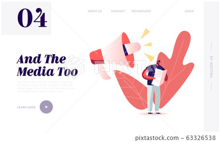 Fake News, Information and Disinformation Landing Page Template. Male Character Read Newspaper 63326538