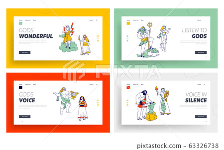 Antique Greek Olympic Gods and Goddess Pantheon Landing Page Template Set. Zeus and Hera, Poseidon and Aphrodite, Appolon and Demeter, Hephaestus or Hesita Greece Mythology. Linear Vector Illustration Antique Greek Olympic Gods and Goddess Pantheon Landing Page Template Set. Zeus and Hera, Poseidon and Aphrodite, Appolon and Demeter, Hephaestus or Hesita Greece Mythology. Linear Vector Illustration 63326738