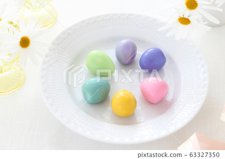 Colored boiled eggs Easter eggs 63327350