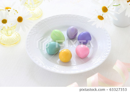 Colored boiled eggs Easter eggs 63327353