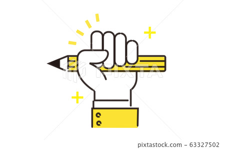 Handwritten image of pencil and hand 63327502