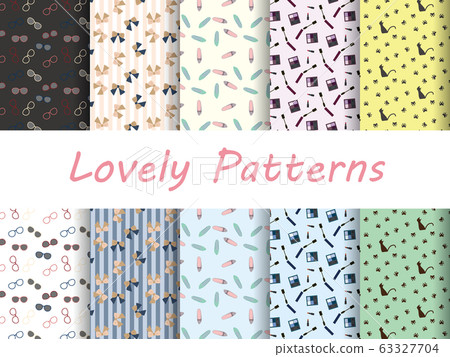 Adult cute seamless pattern set - Stock Illustration [63327704] - PIXTA