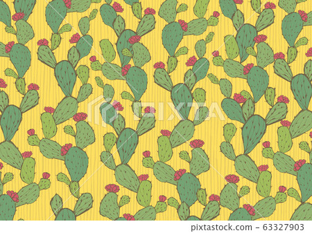 Retro cactus pattern background material handwritten illustration yellow menu display plant pattern 63327903