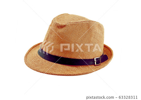 pretty straw hat isolated on white background 63328311