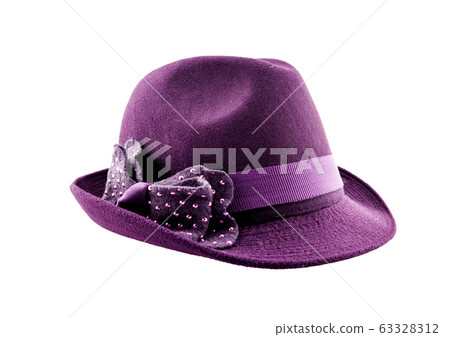 Purple pretty hats with bow on white background. 63328312