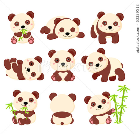 Set of cute cartoon panda in various pose Set of cute cartoon panda in various pose 63329518