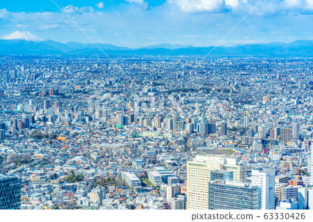 Urban landscape Kanto Plain seen from Sunshine City 60 Observatory [Tokyo] 63330426